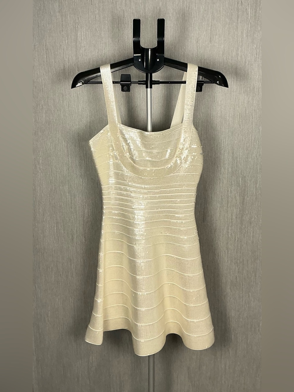 Herve Leger Ivory Sequin Mini Dress Size Medium